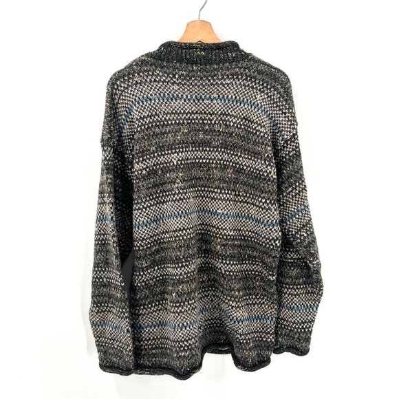 Vintage Prime Elements knit grandpa sweater oversized striped wool blend cozy XL - Picture 10 of 10
